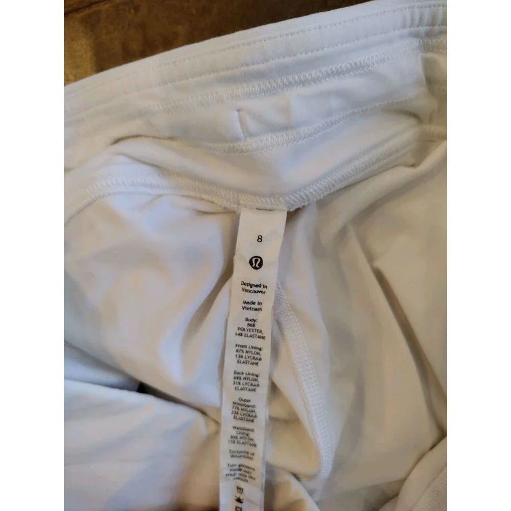 LULULEMON Women's EEUC Side Peek Pleat white HR High Rise Skirt Skort - 8